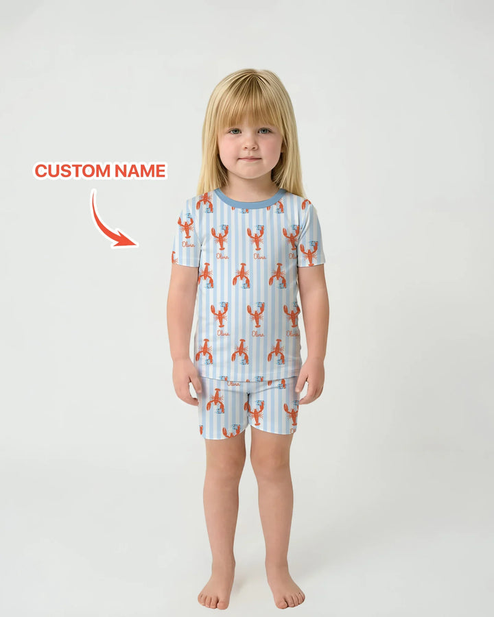 Custom Name Crawfish Beer Season Bamboo Two Piece Short Sleeve Shorts Pajama Set
