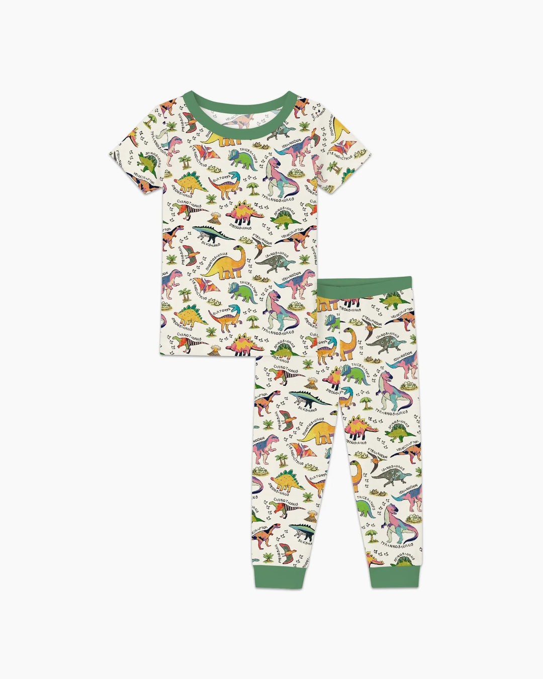 All The Dino Types Bamboo Two Piece Short Sleeve Pajama Set