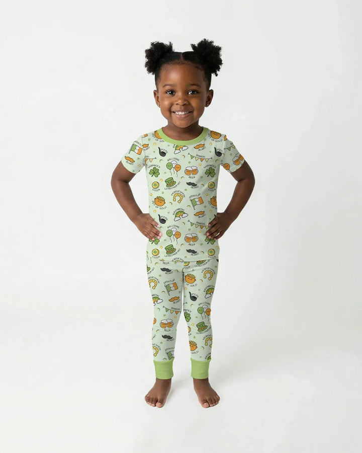 Kawaii St Patrick's Day Bamboo Two Piece Short Sleeve Pajama Set