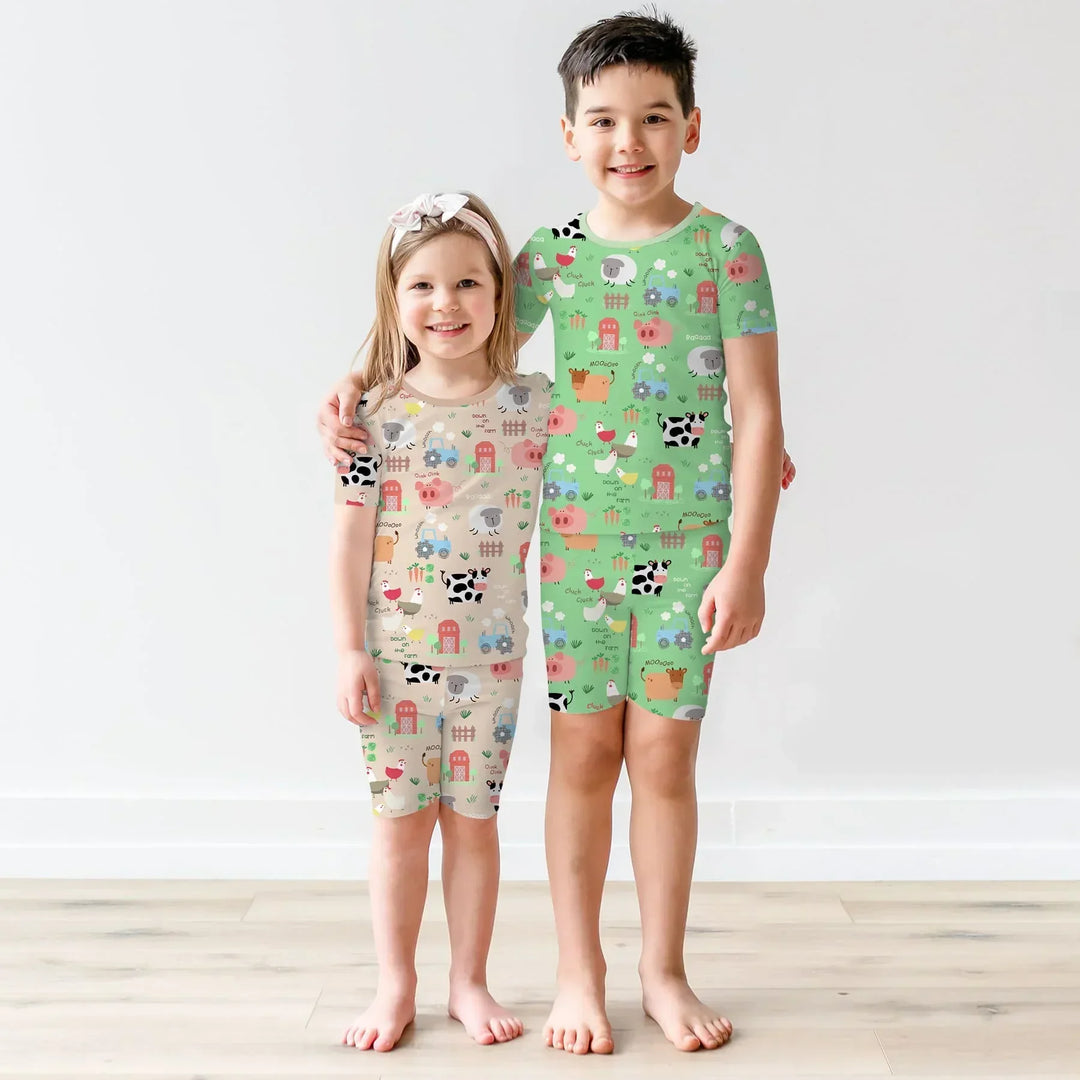 Farm Yard Bamboo Two Piece Short Sleeve Shorts Pajama Set
