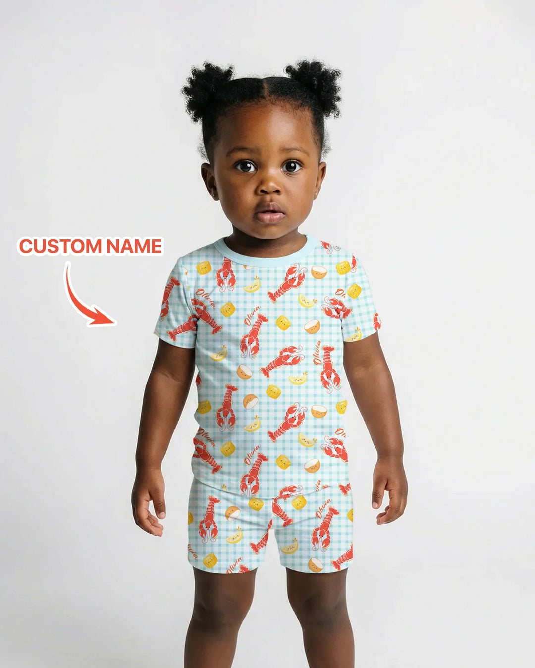 Custom Name Preppy Crawfish Season Bamboo Two Piece Short Sleeve Shorts Pajama Set