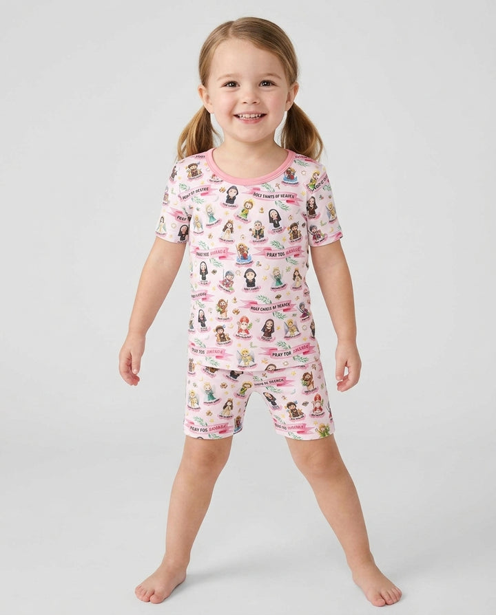 Holy Saints of Heaven Custom Name Bamboo Two Piece Short Sleeve Shorts Pajama Set