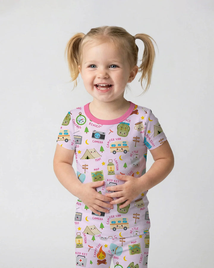 Little Camp Adventure Family Matching Two Piece Short Sleeve Pajama Set