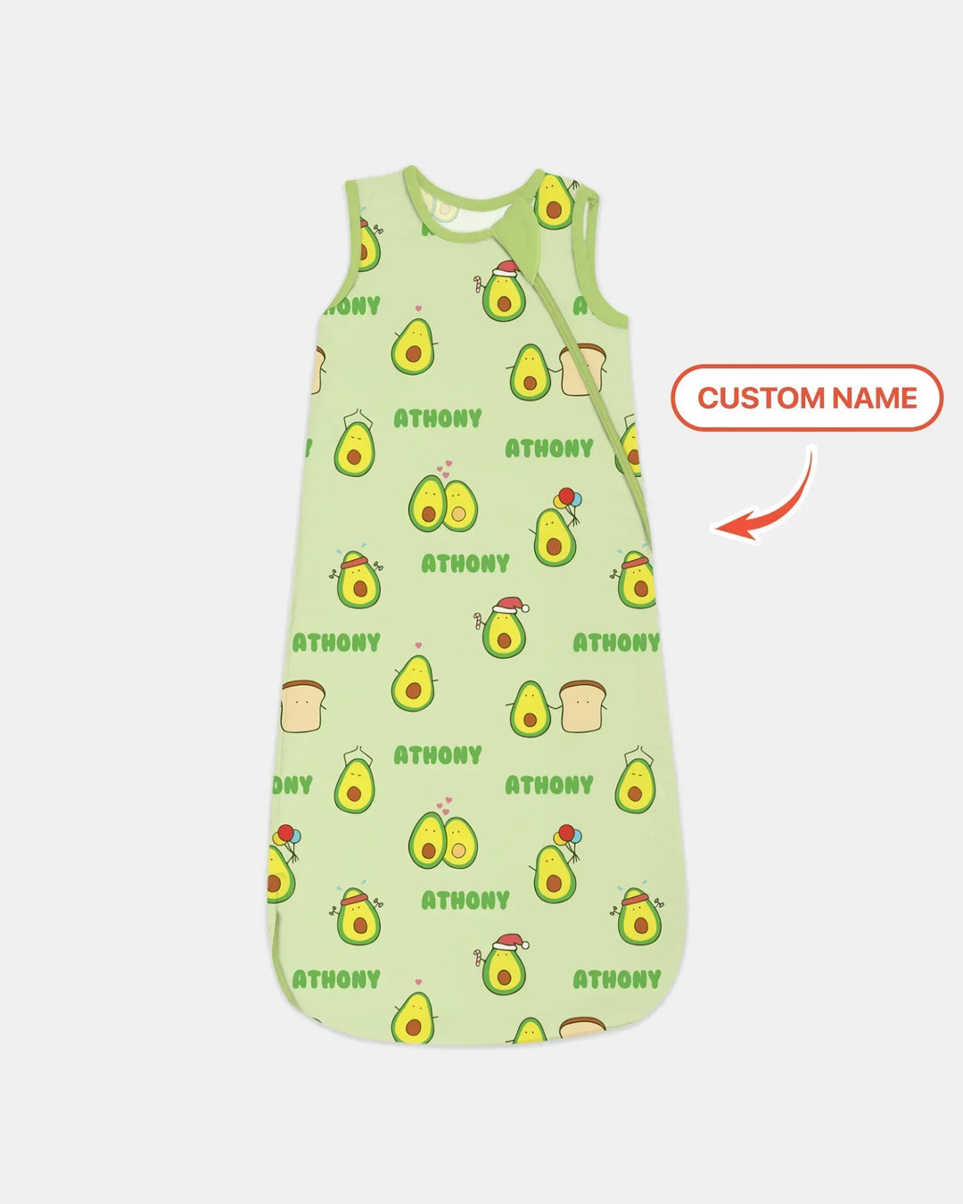 Custom Name Cute Avocado Bamboo Sleep Bag