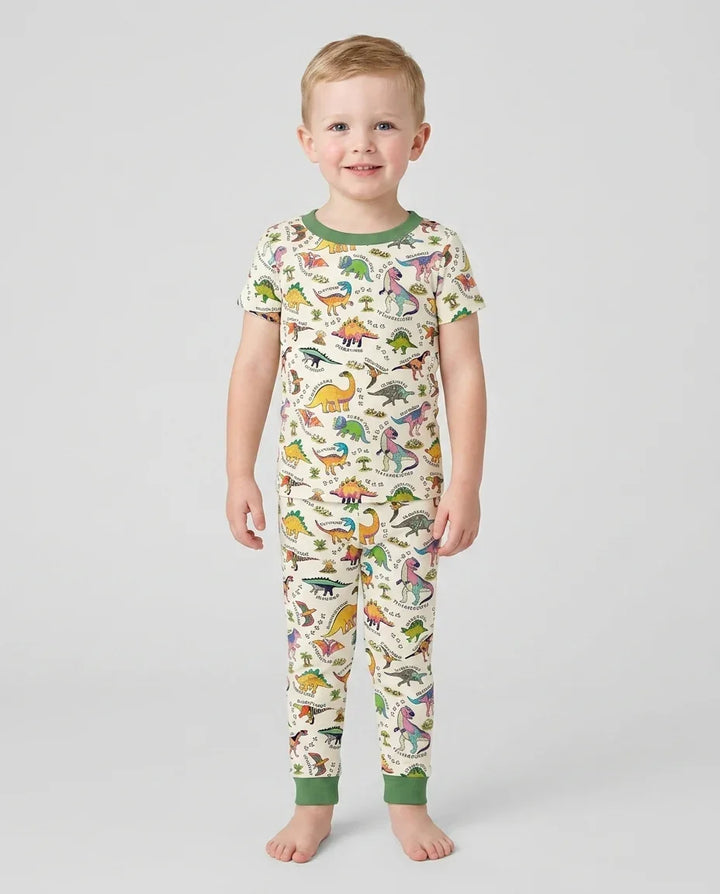 All The Dino Types Bamboo Two Piece Short Sleeve Pajama Set