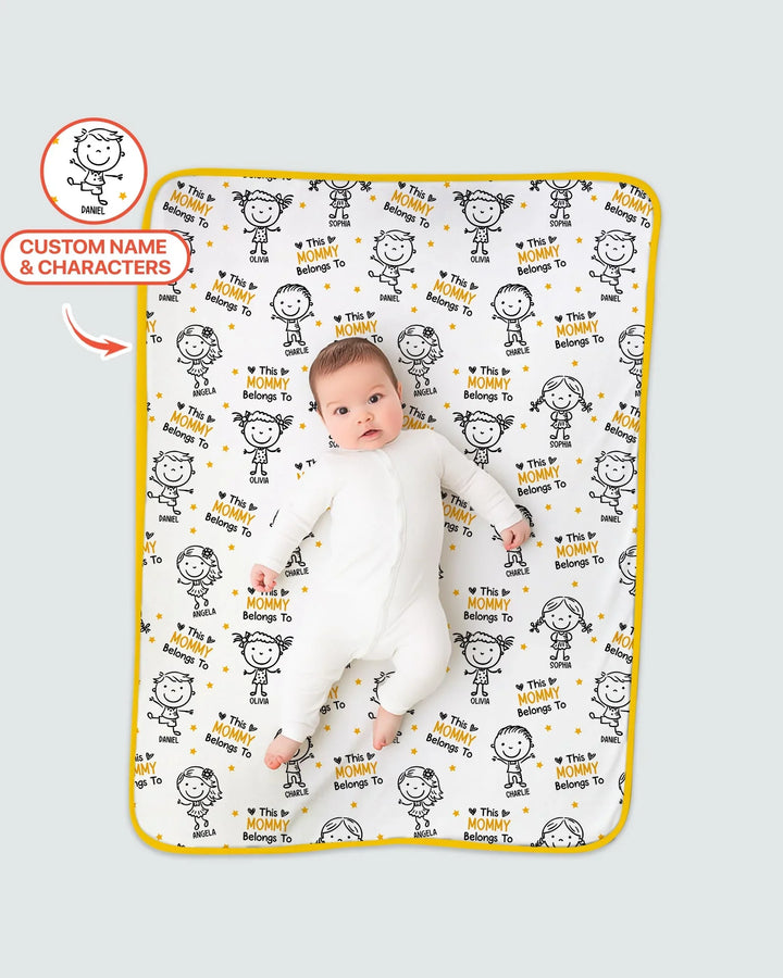 Custom Name "This Mommy Belongs To" Doodle Bamboo Blanket