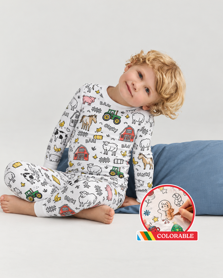 Barnyard Bash Colorable Bamboo Two Piece Pyjamas Set