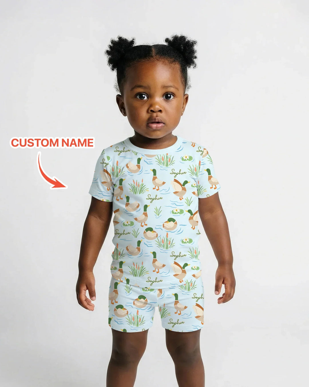 Personalized Mallard Duck Bamboo Two Piece Short Sleeve Shorts Pajama Set