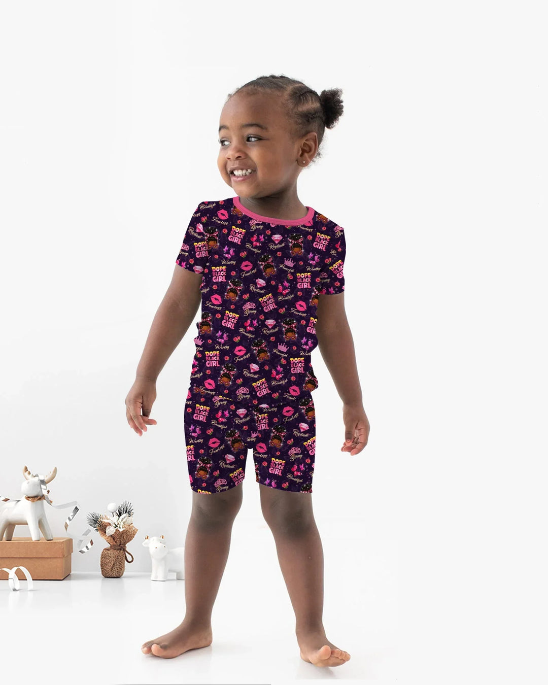 Dope Black Queen Bamboo Two Piece Short Sleeve Shorts Pajama Set