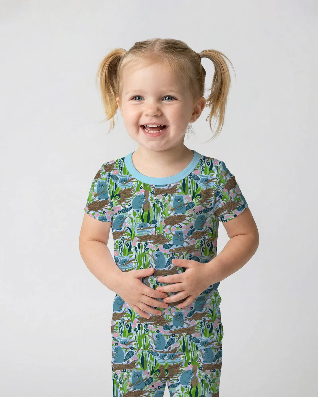 Little Dam Builders Bamboo Two Piece Short Sleeve Pajama Set