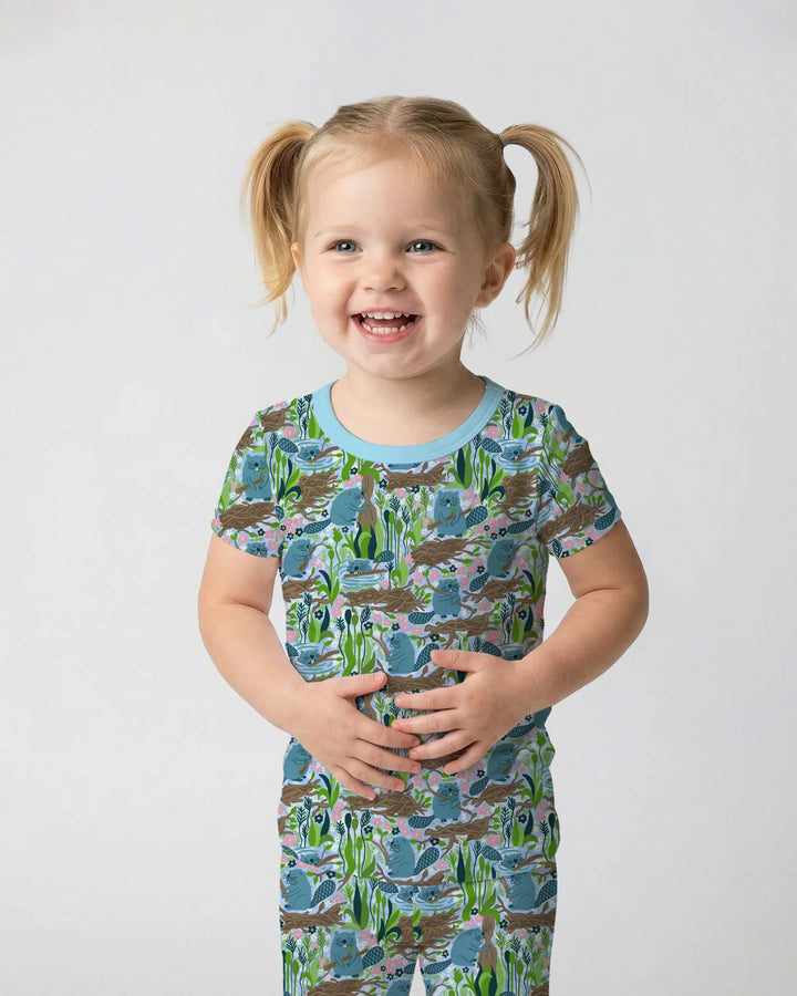 Little Dam Builders Bamboo Two Piece Short Sleeve Pajama Set