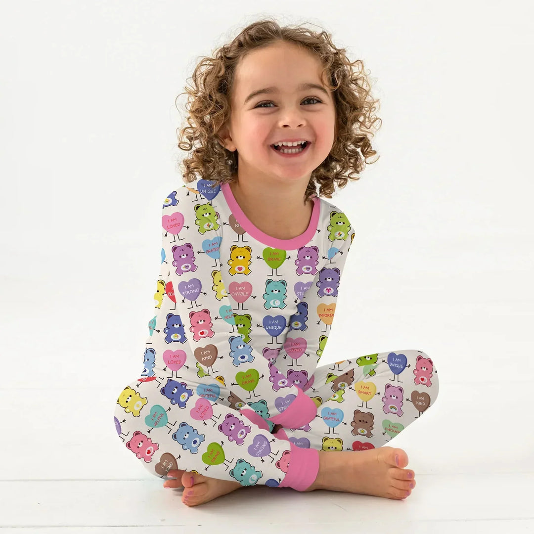 Rainbow Bears Affirmation Bamboo Two Piece Long Sleeve Pajama Set
