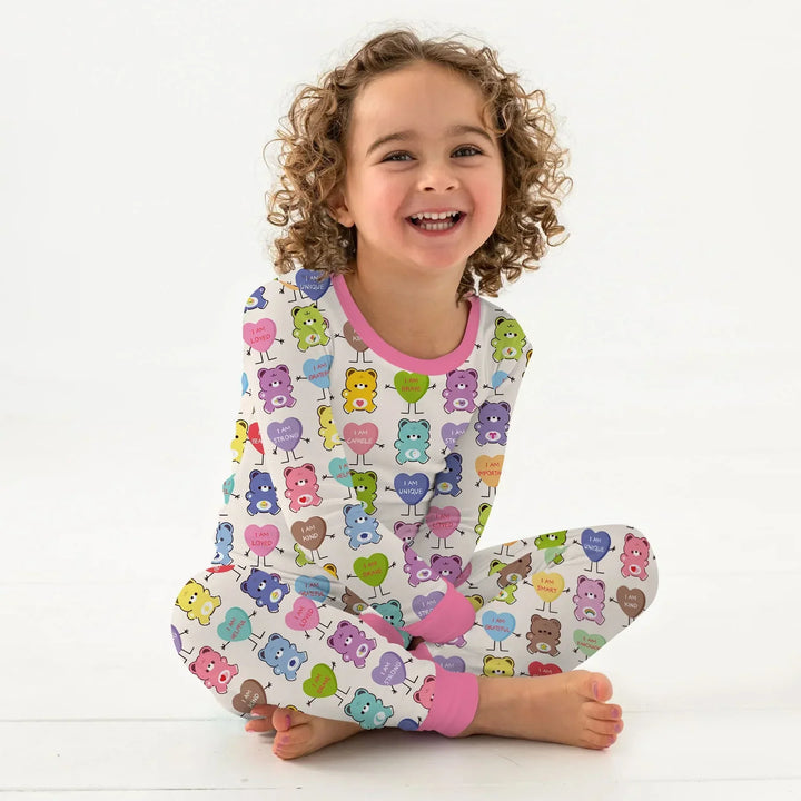 Rainbow Bears Affirmation Bamboo Two Piece Long Sleeve Pajama Set