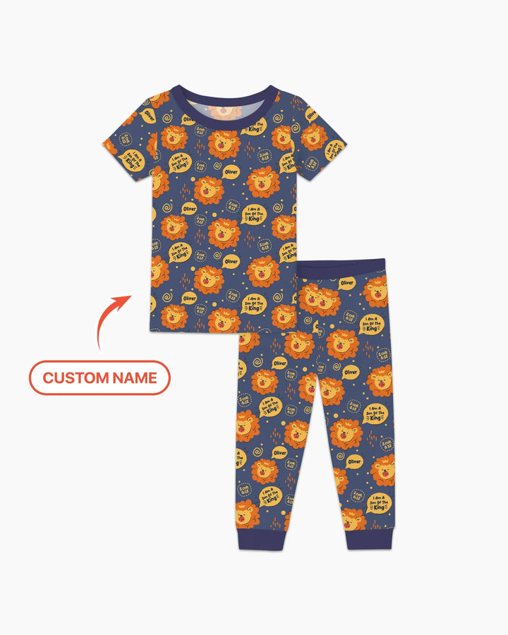 I Am A Son Of The King Custom Name Two Piece Short Sleeve Pajama Set
