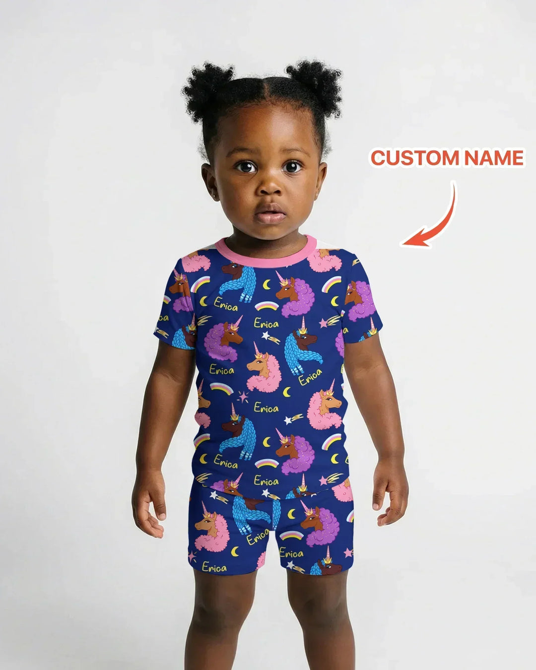 African Astro Unicorn Bamboo Two Piece Short Sleeve Shorts Pajama Set