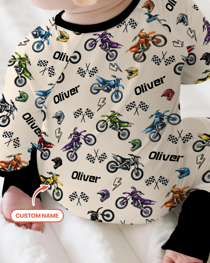 Custom Name Little Dirt Bike Rider Bamboo Convertible Zippy