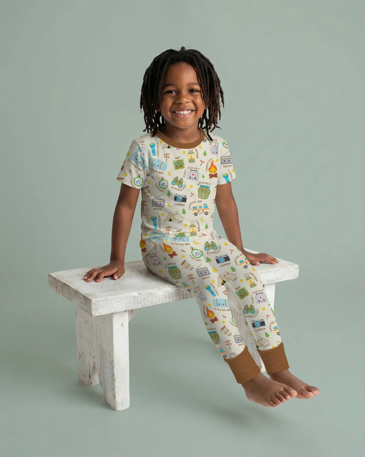Little Camp Adventure Family Matching Two Piece Short Sleeve Pajama Set