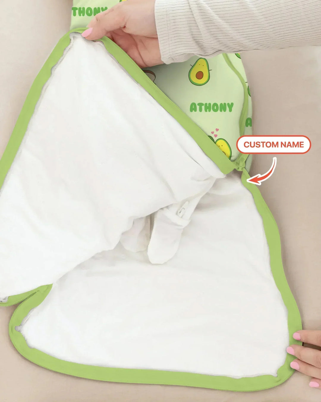 Custom Name Cute Avocado Bamboo Sleep Bag