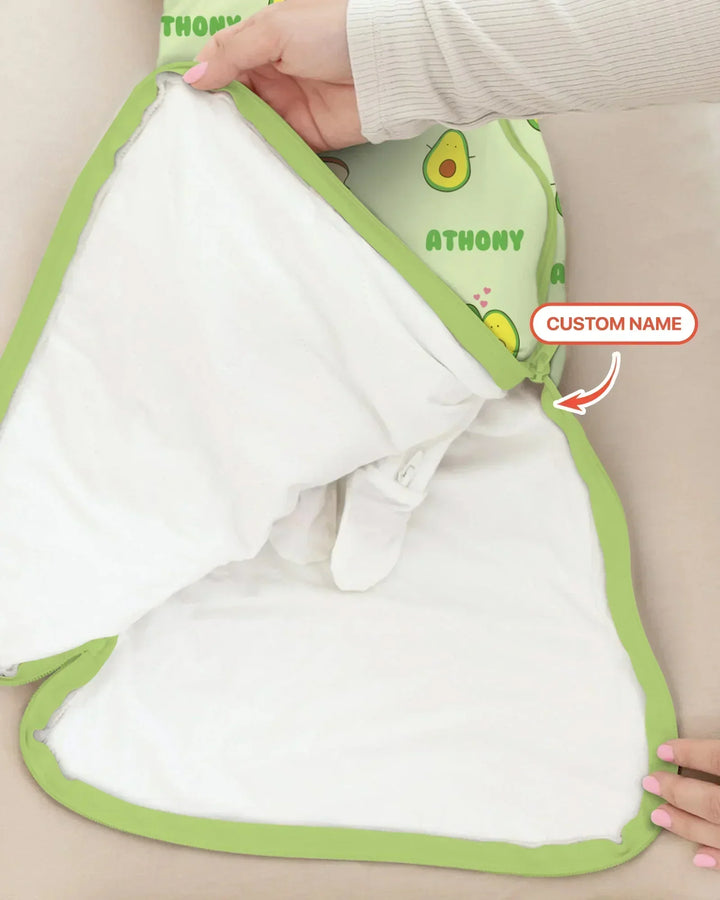 Custom Name Cute Avocado Bamboo Sleep Bag