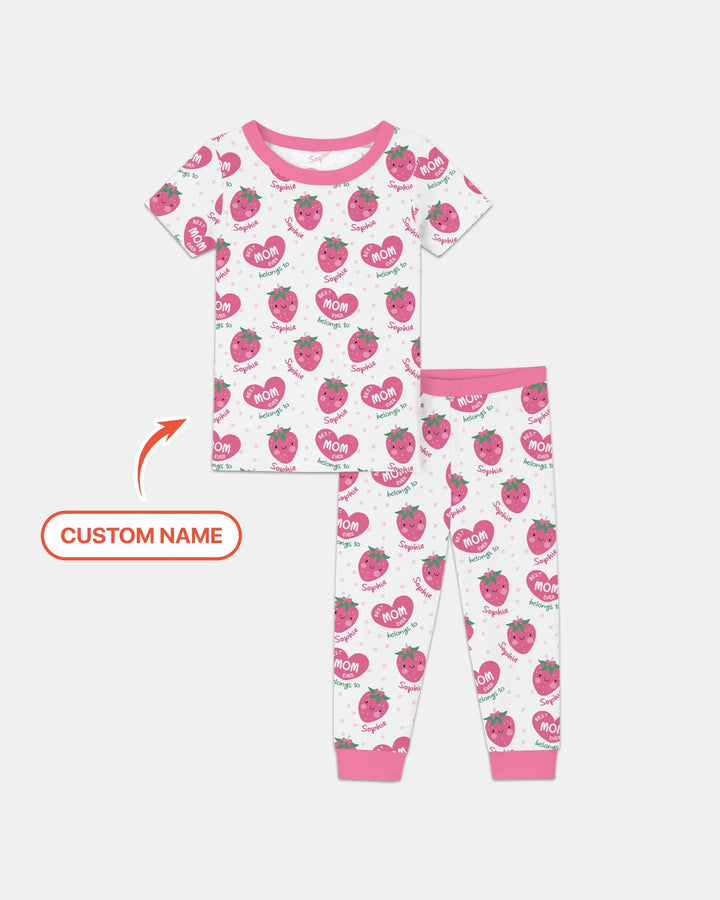 Custom Name Best Mom Ever Belongs to Bamboo Two Piece Short Sleeve Pajama Set