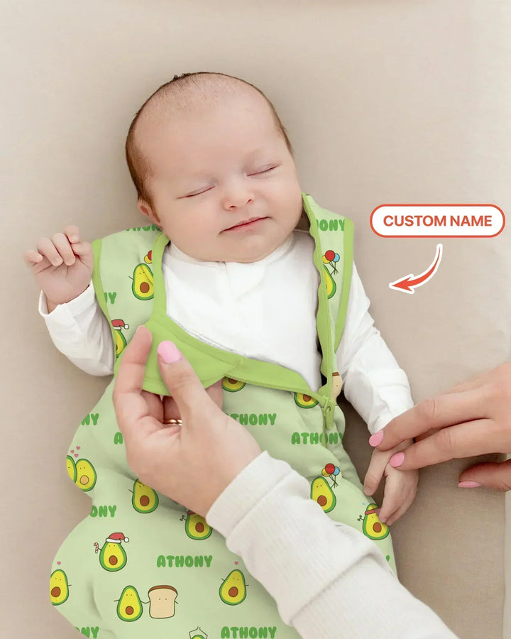 Custom Name Cute Avocado Bamboo Sleep Bag