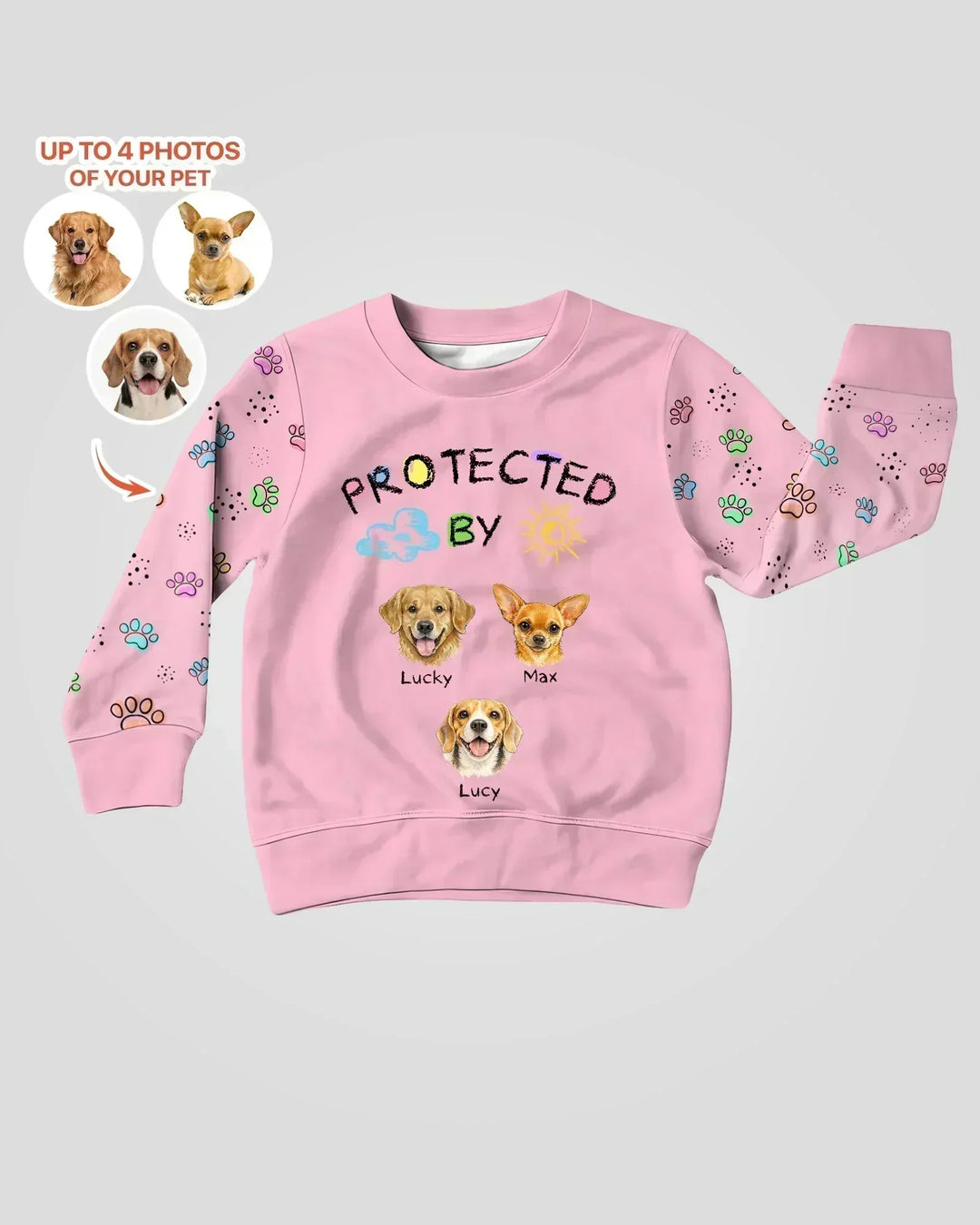 Custom Photo Crayon "Protected By" Bamboo Crewneck Sweatshirt