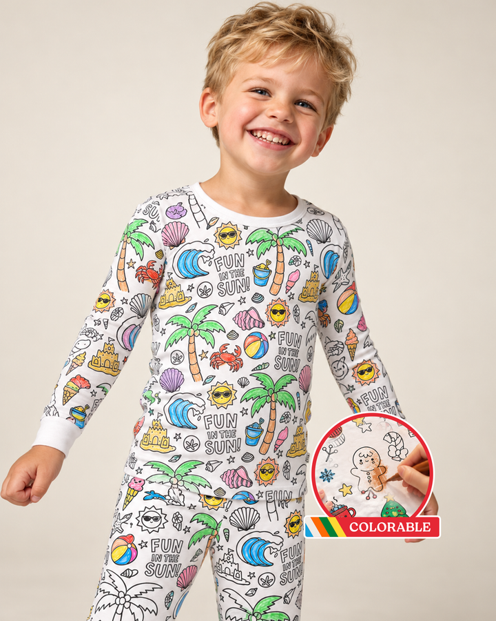 Beach Bash Colorable Bamboo Two Piece Pyjamas Set