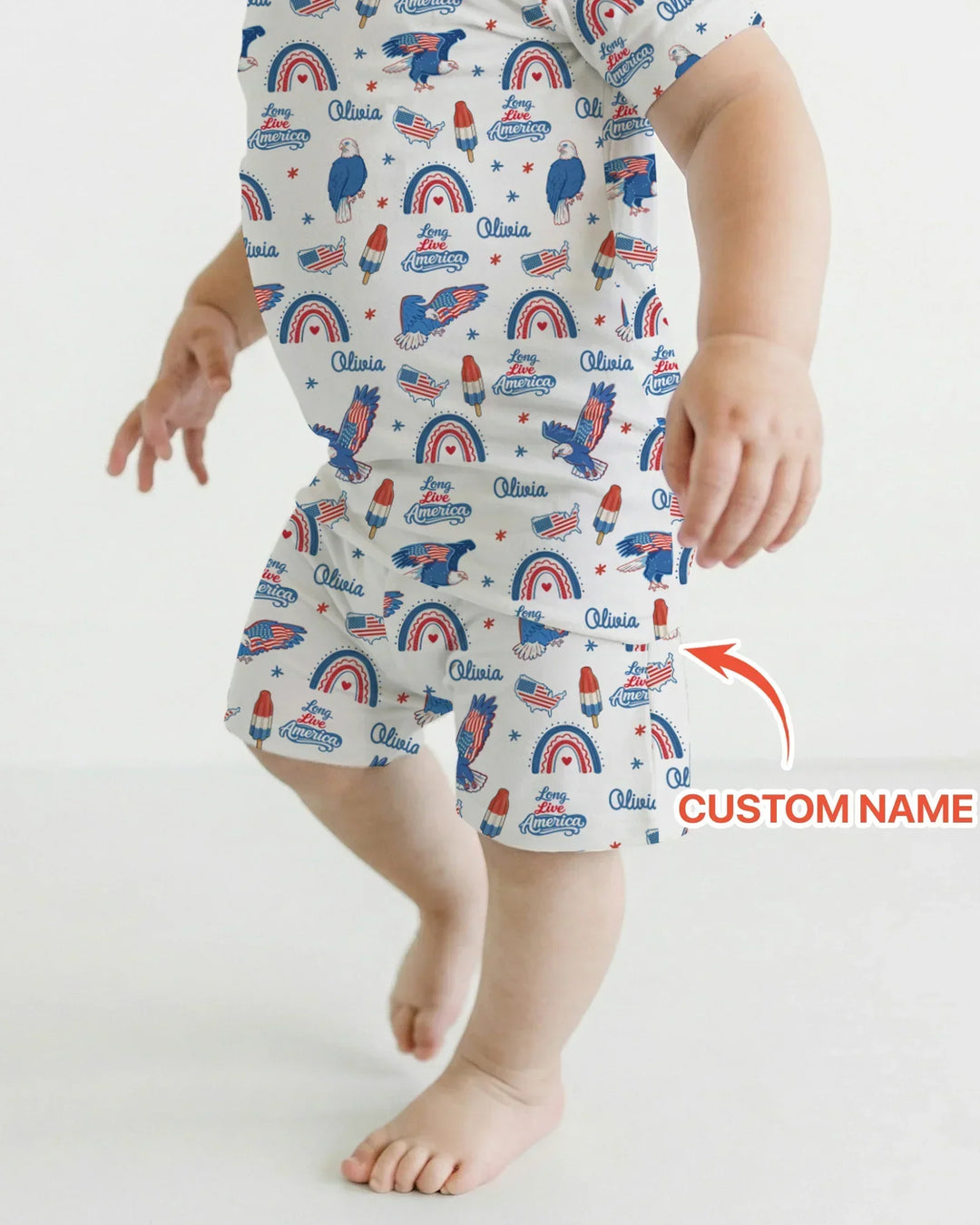 Long Live America Bamboo Two Piece Short Sleeve Shorts Pajama Set