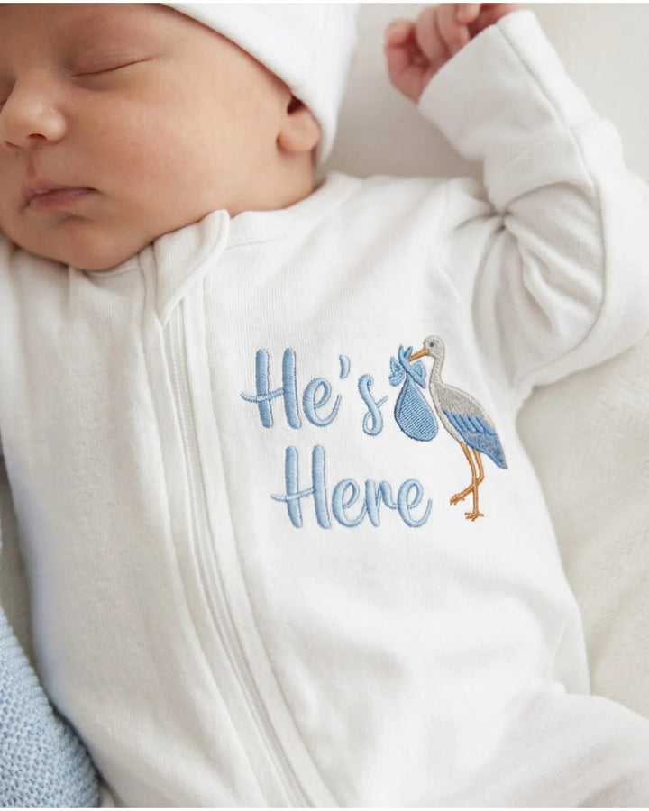 Personalized Baby Arrival Embroidered Bamboo Welcome Home Bundle