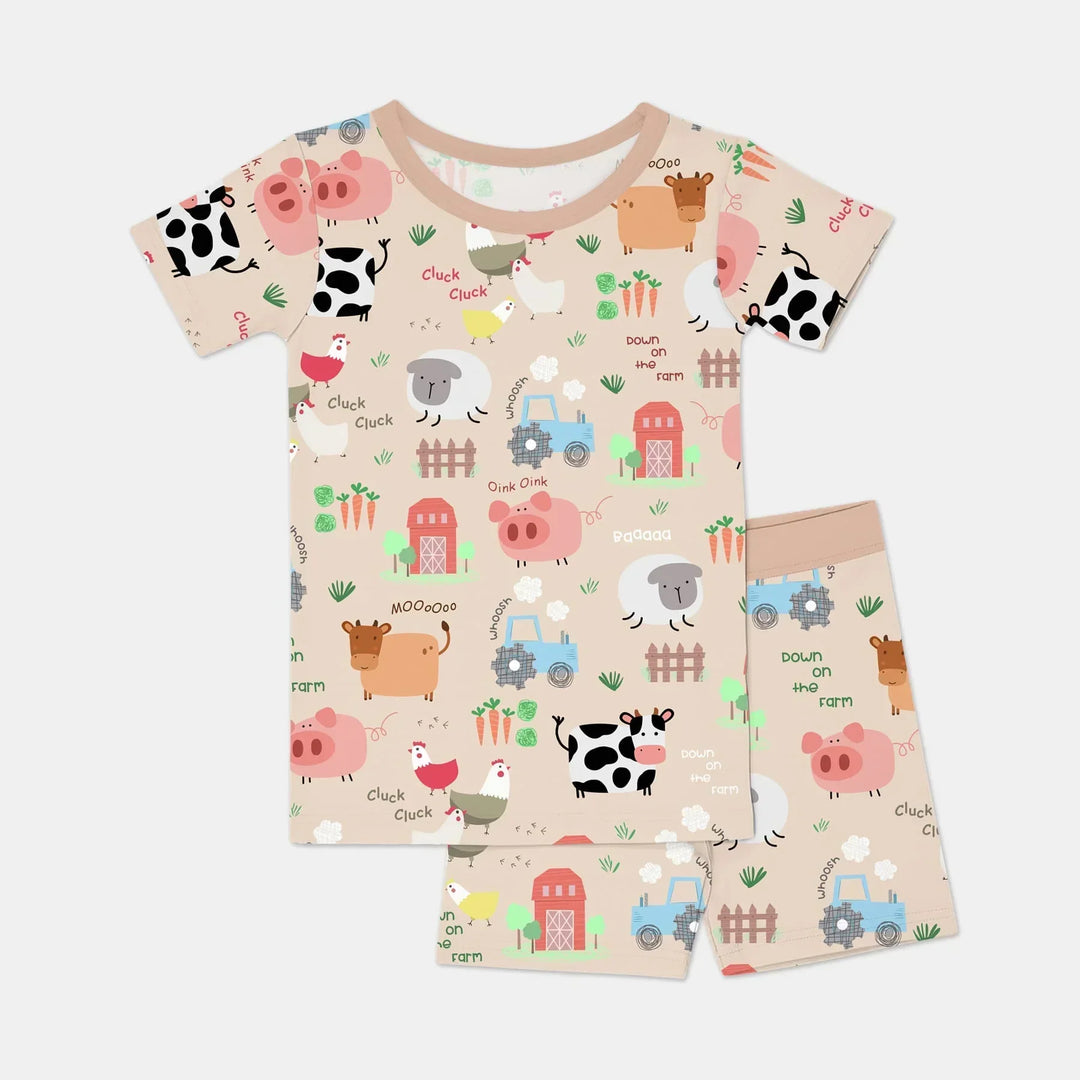 Farm Yard Bamboo Two Piece Short Sleeve Shorts Pajama Set