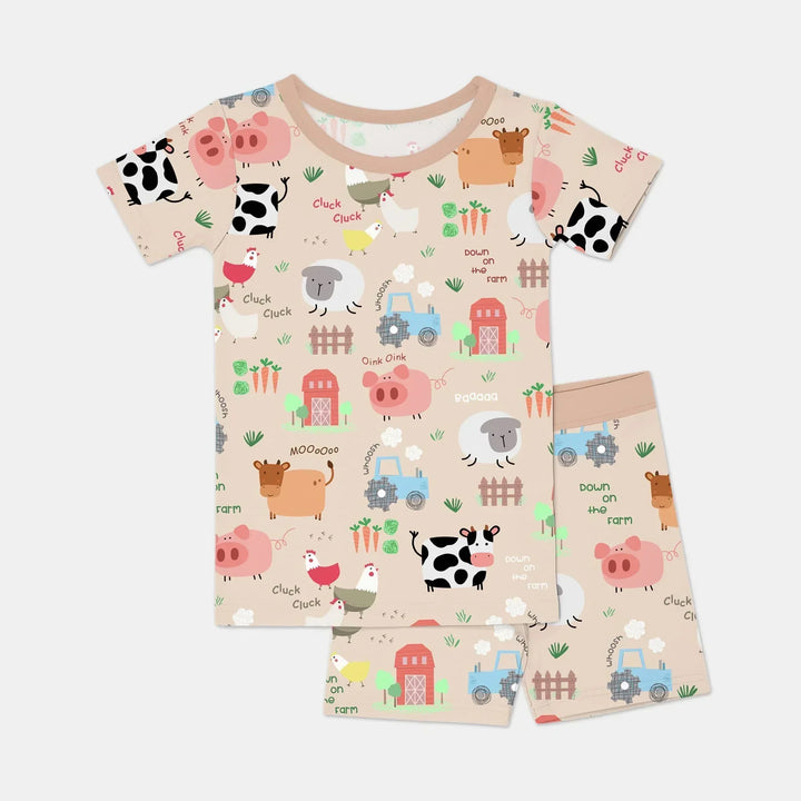 Farm Yard Bamboo Two Piece Short Sleeve Shorts Pajama Set