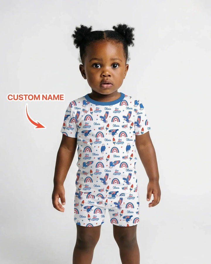 Long Live America Bamboo Two Piece Short Sleeve Shorts Pajama Set