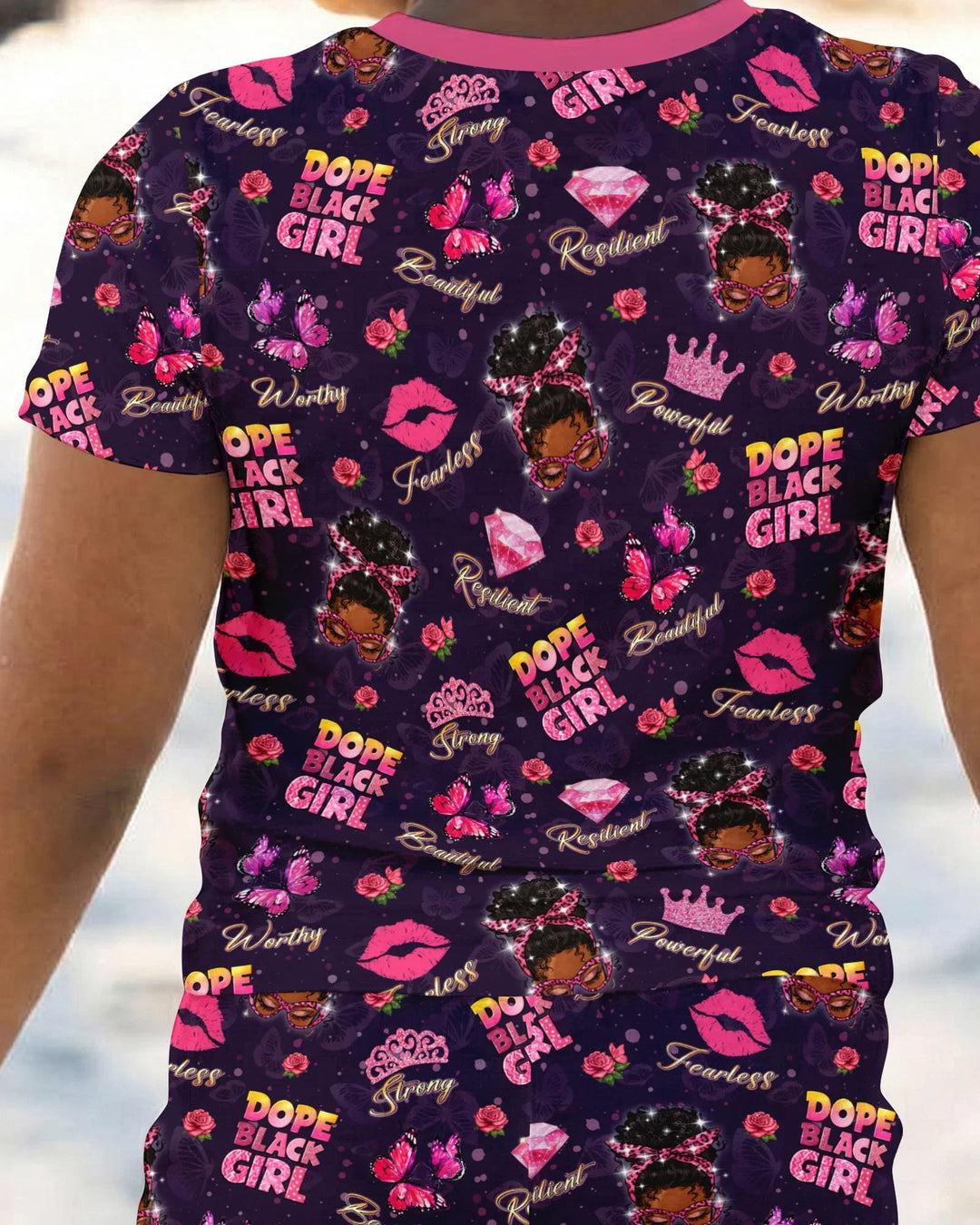 Dope Black Queen Bamboo Two Piece Short Sleeve Pajama Set