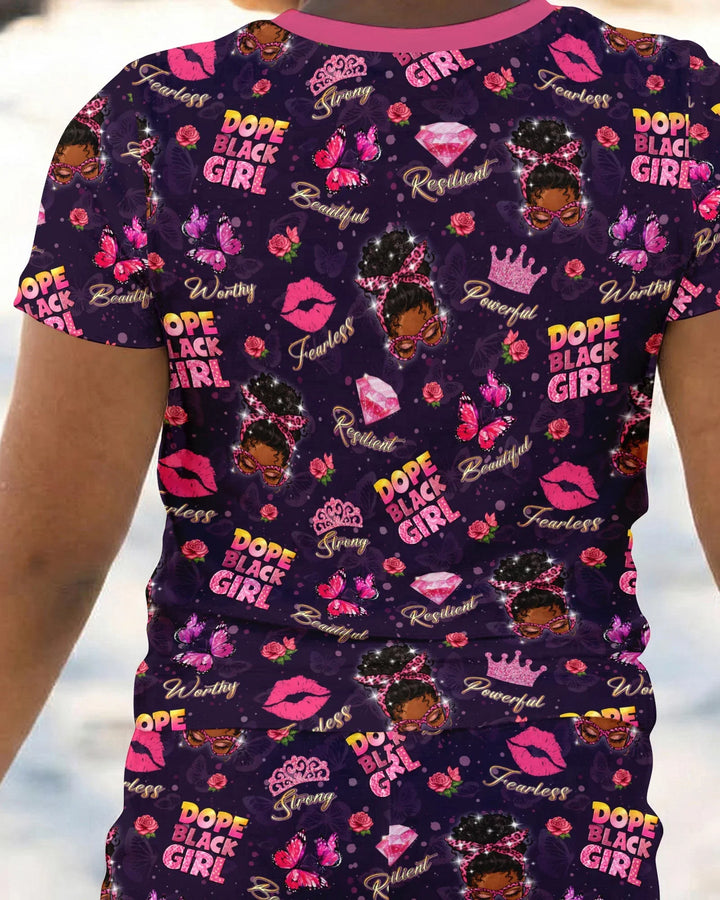 Dope Black Queen Bamboo Two Piece Short Sleeve Pajama Set