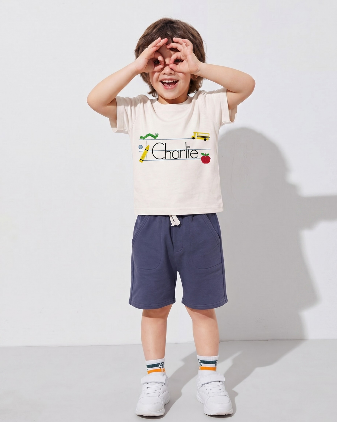 Custom Name Embroidered First Day Fun Bamboo Crewneck T-Shirt