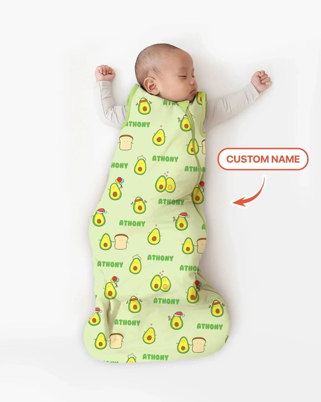 Custom Name Cute Avocado Bamboo Sleep Bag