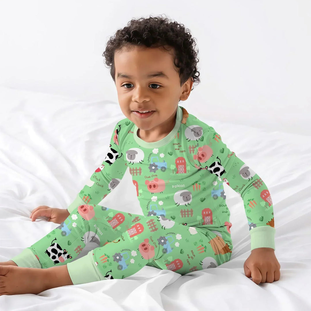 Farm Yard Bamboo Two Piece Long Sleeve Pajama Set