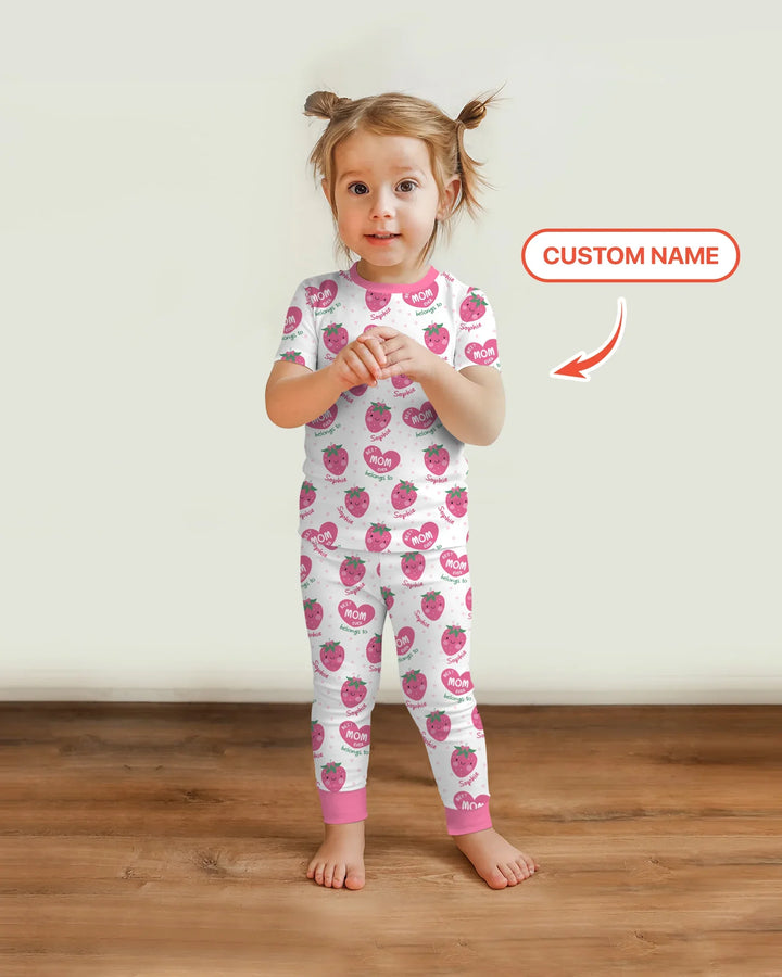 Custom Name Best Mom Ever Belongs to Bamboo Two Piece Short Sleeve Pajama Set