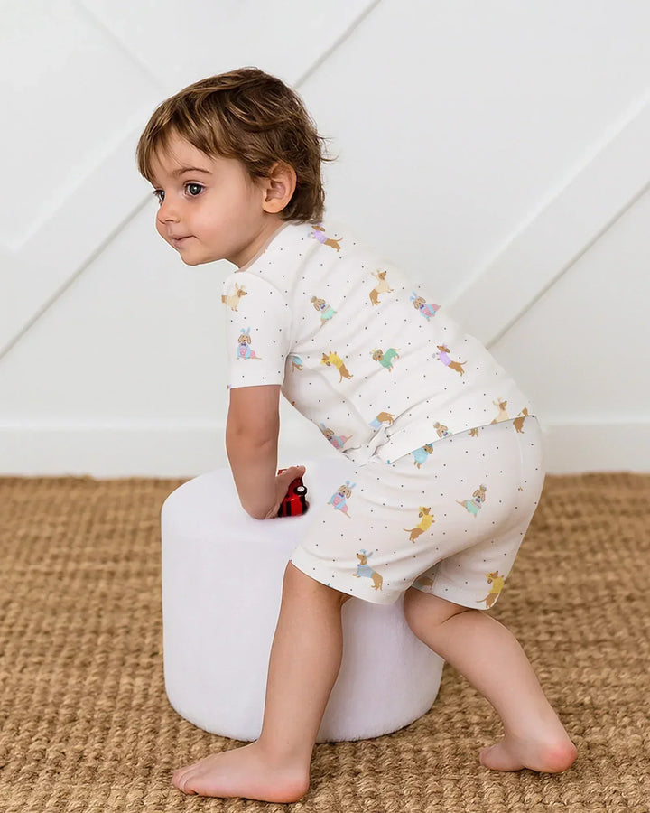 Easter Dachshund Bamboo Two Piece Short Sleeve Shorts Pajama Set