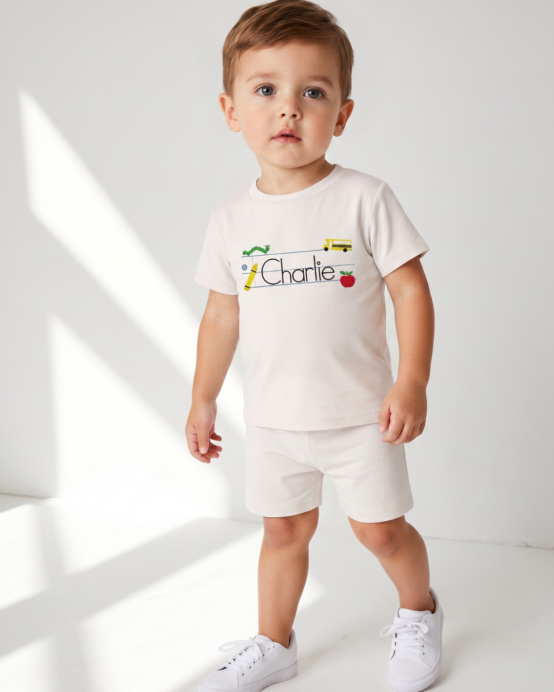 Custom Name Embroidered First Day Fun Bamboo Crewneck T-Shirt
