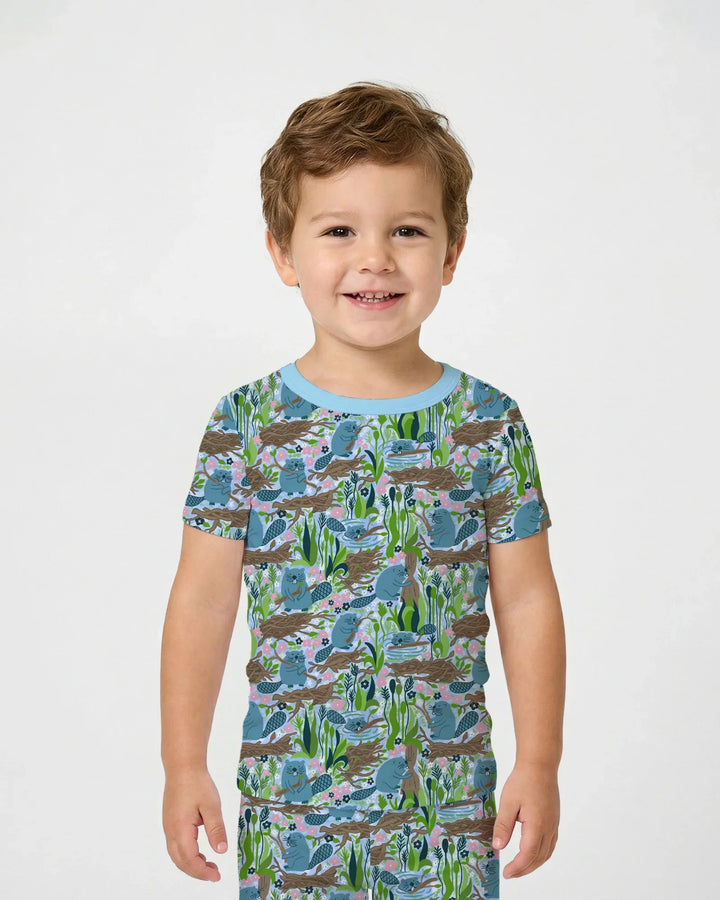 Little Dam Builders Bamboo Two Piece Short Sleeve Pajama Set