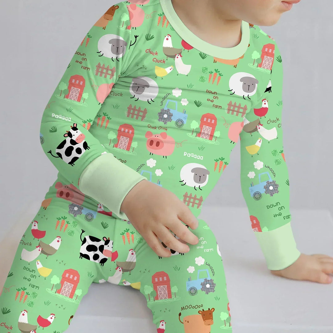 Farm Yard Bamboo Two Piece Long Sleeve Pajama Set