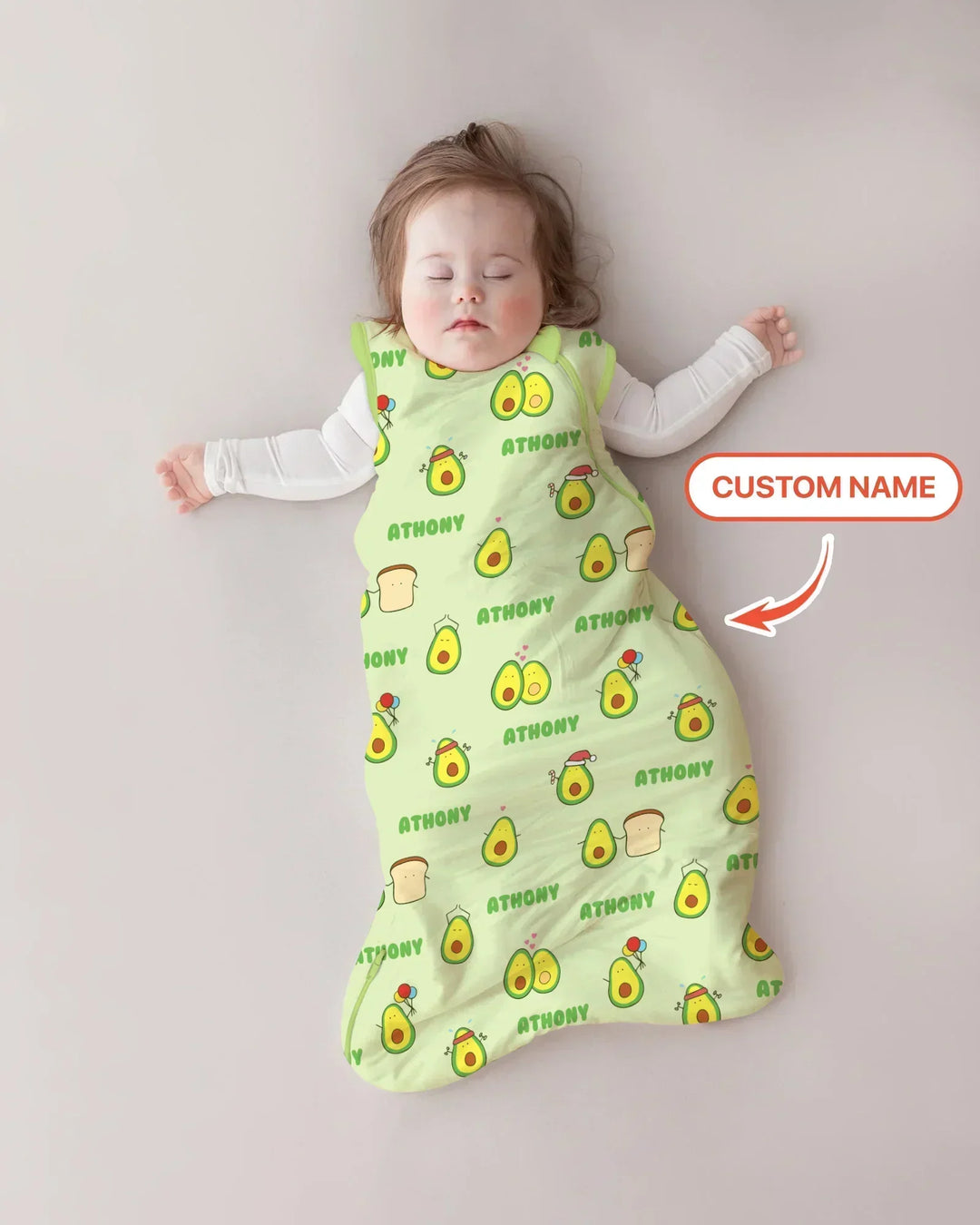 Custom Name Cute Avocado Bamboo Sleep Bag