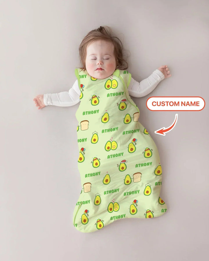 Custom Name Cute Avocado Bamboo Sleep Bag