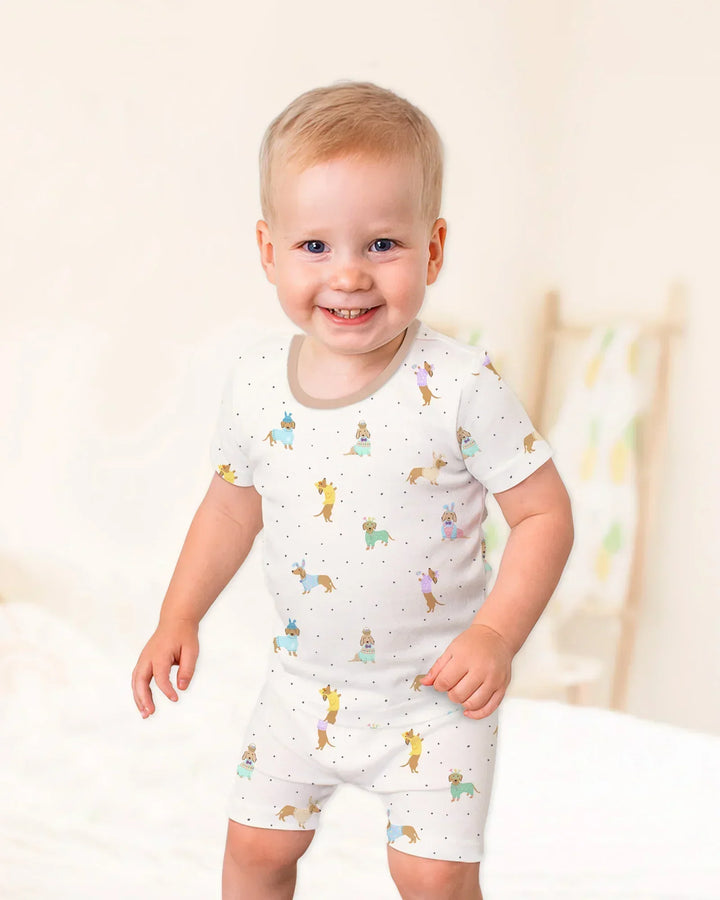 Easter Dachshund Bamboo Two Piece Short Sleeve Shorts Pajama Set