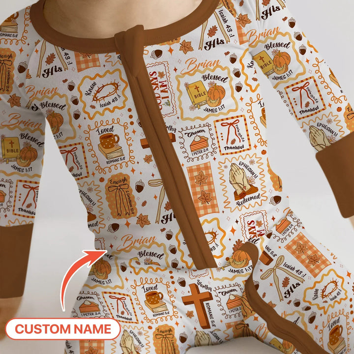 Custom Name I Am Thankful For Jesus Convertible Zippy , Custom Name I Am Thankful For Jesus Convertible Zippy - 0-3M
