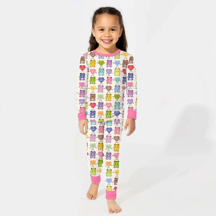 Rainbow Bears Affirmation Bamboo Two Piece Long Sleeve Pajama Set