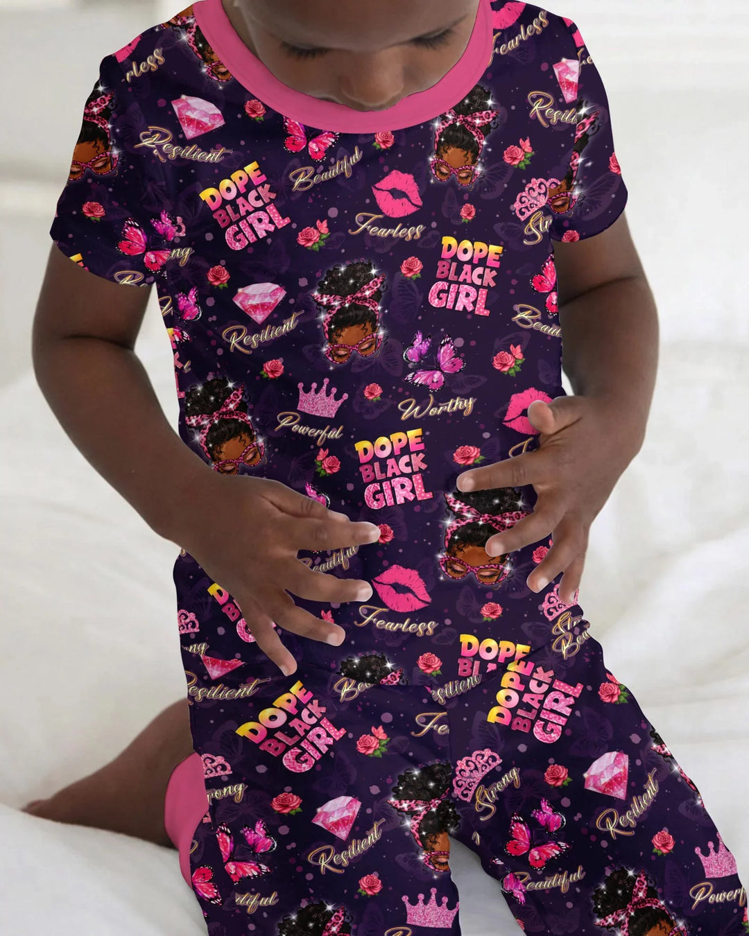 Dope Black Queen Bamboo Two Piece Short Sleeve Pajama Set