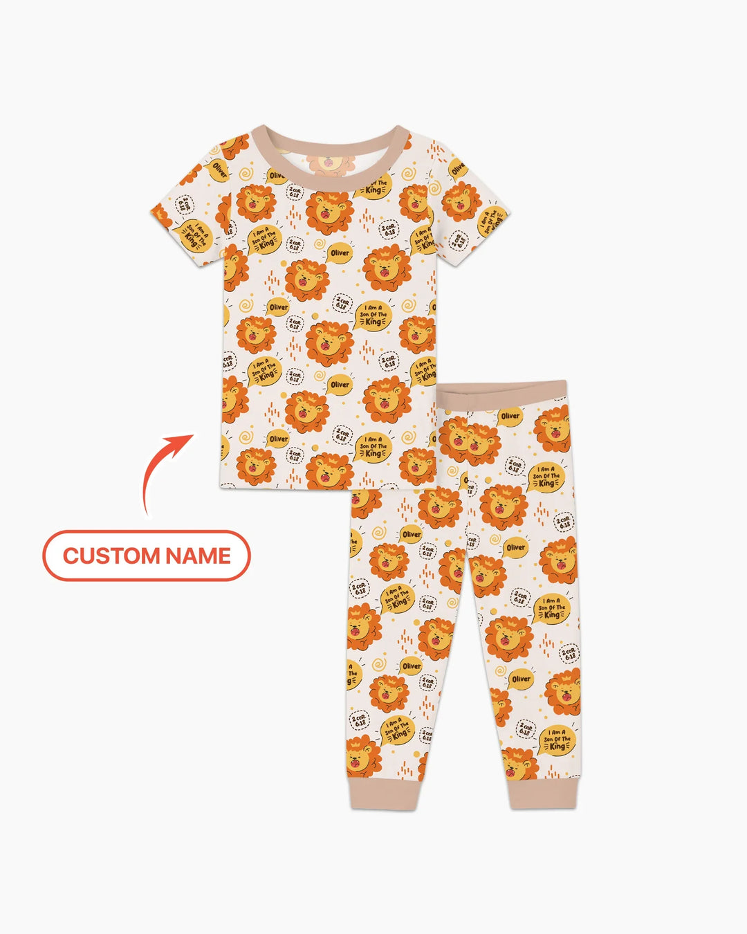 I Am A Son Of The King Custom Name Two Piece Short Sleeve Pajama Set