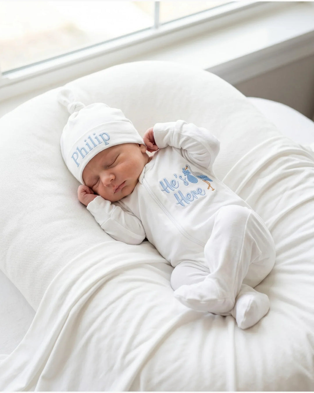 Personalized Baby Arrival Embroidered Bamboo Welcome Home Bundle